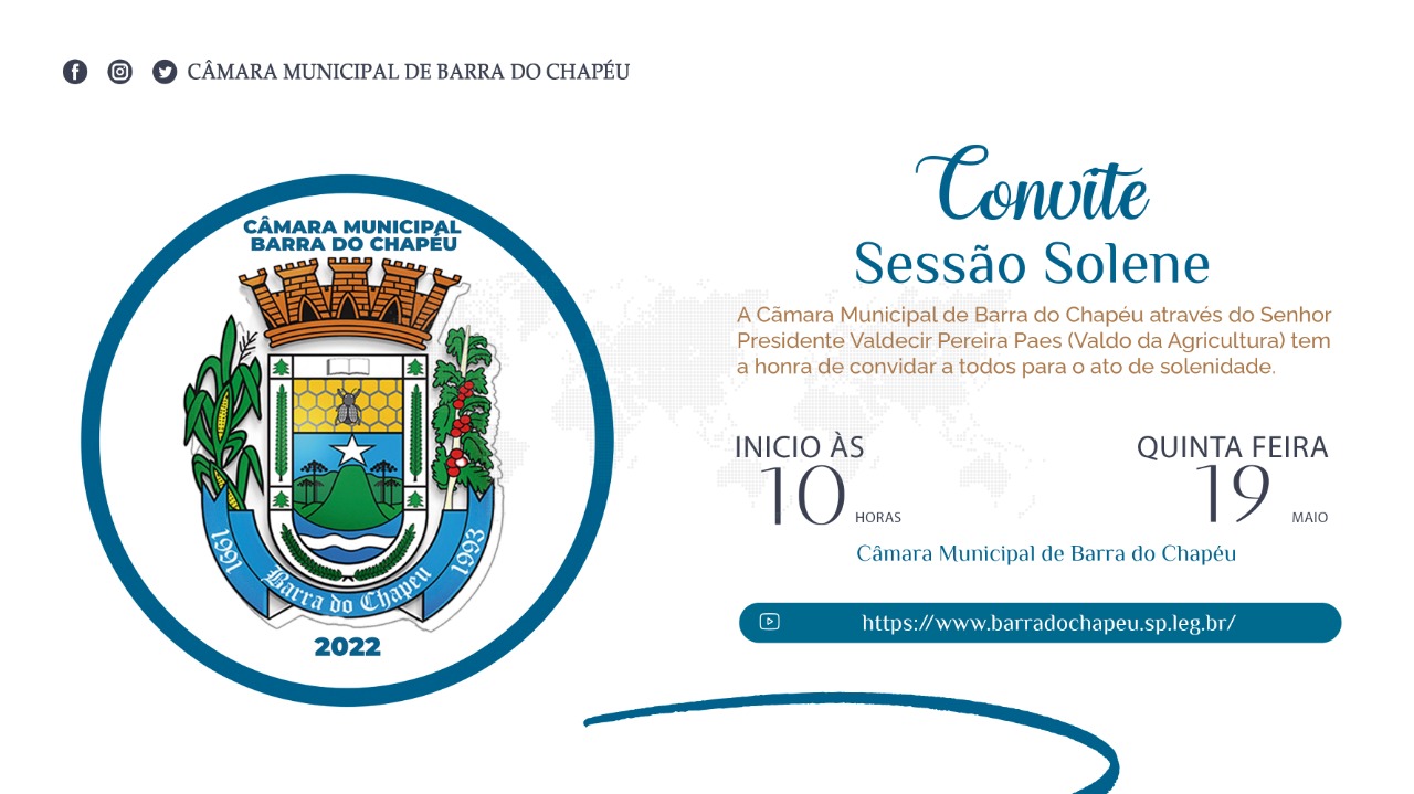 Convite - Sessão Solene de Aniversário de nossa cidade.